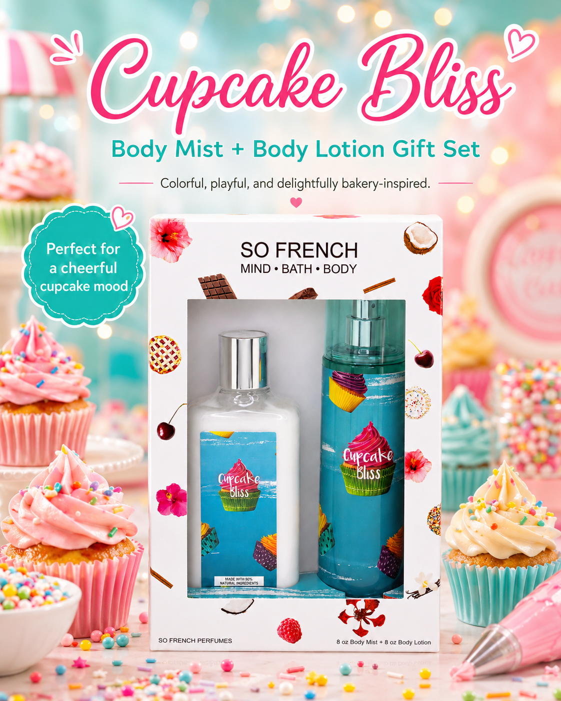 New Edition! Cupcake Bliss 2-Piece Body Mist and Body Lotion Set