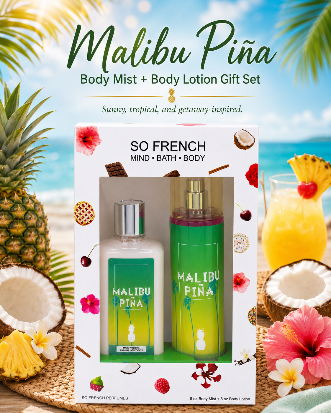 New Edition! Malibu Piña 2-Piece Body Mist and Body Lotion Set