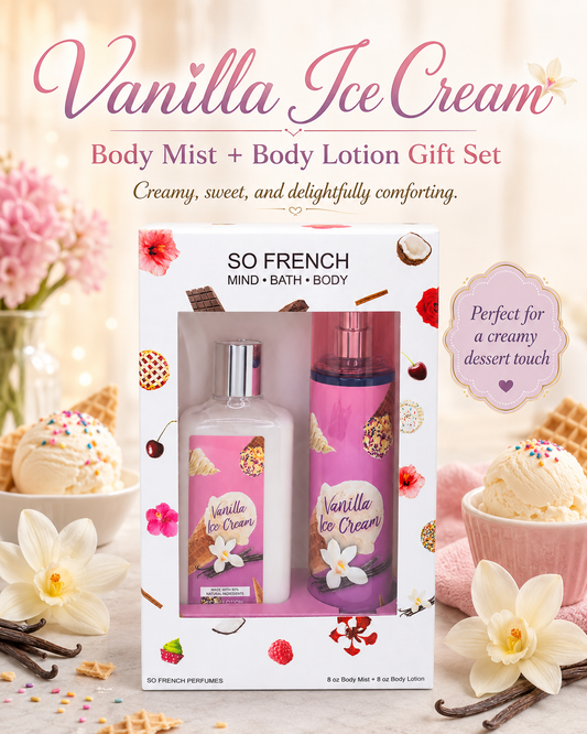 New Edition! Vanilla Ice Cream 2-Piece Body Mist and Body Lotion Set