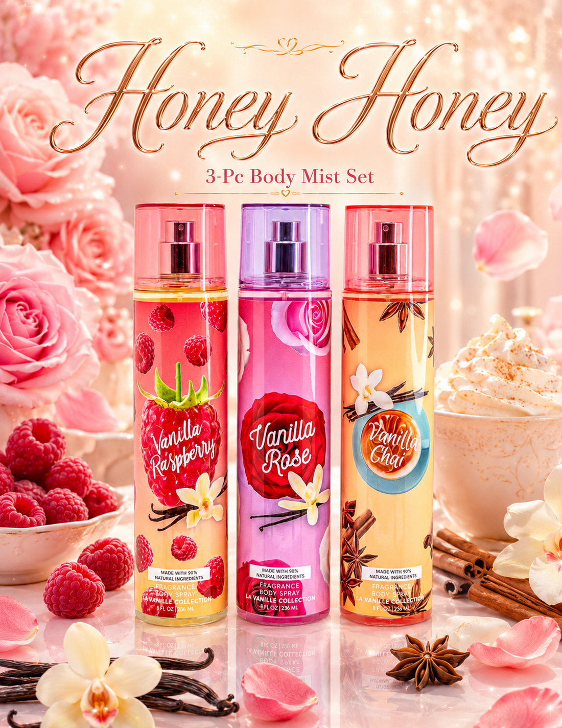 La Vanille 3-Piece Honey Honey Body Mist Set