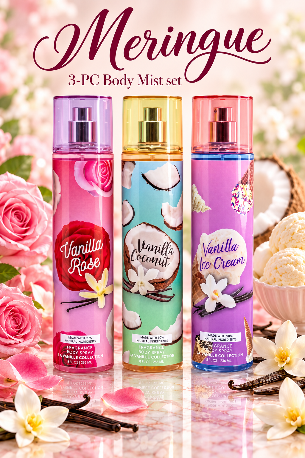 La Vanille 3-Piece Meringue Body Mist Set